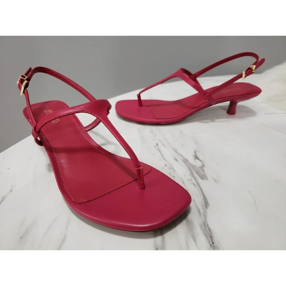GENUINE MICHAEL Michael Kors Tasha T-Strap Sandals DK Raspberry STYLE 40T0TAMP1L